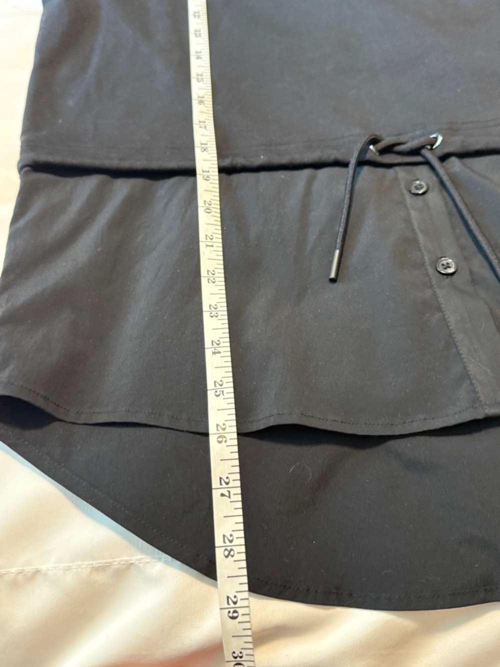 Athleta Black Hooded Tunic Top Drawstring Waist High Low Small - Picture 6 of 7